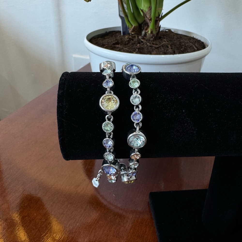 Elegant Silver Multi-Color Garland Swarovski Crystal Bracelet
